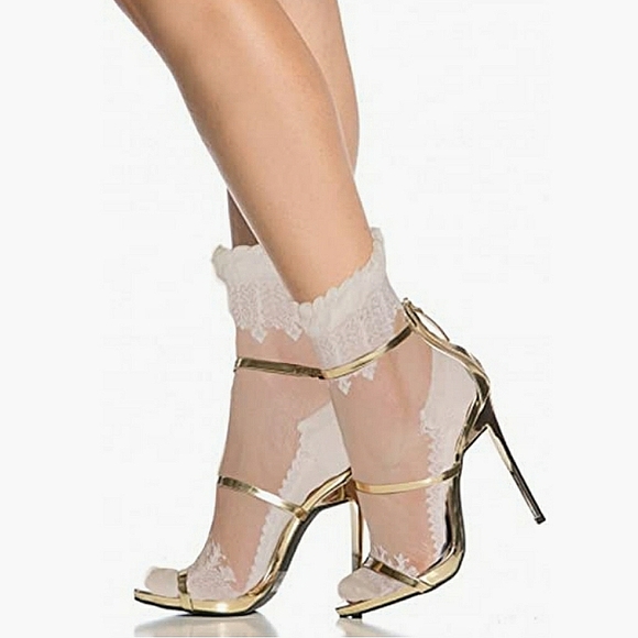 Other - 🚨LAST PAIR🚨 2 for $20 Bridgerton Style Embroidered Sheer Lace Socks